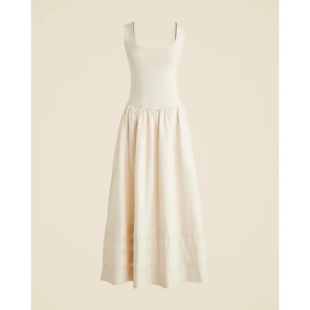 J.Crew Drop-waist mixy dress Small Natural NWT - Picture 2 of 7
